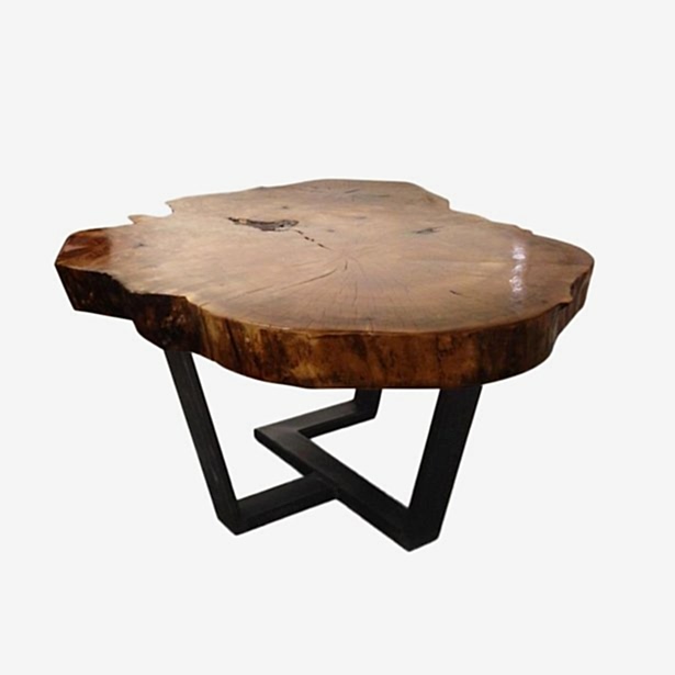 Doğal Ahşap Birleşik Metal Ayak Sehpa